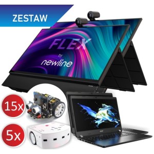 Zestaw 3 Kraszewski: 2x Monitor dotykowy Newline Flex + 2x Laptop Acer + 15x Robot Maqueen + 5x Robot Thymio