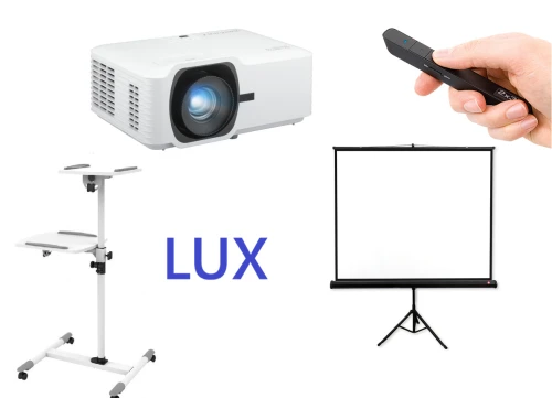 Zestaw-LUX Projektor-LS741HD---Ekran-na-statywie-Tripod-Pro-rozmiar-do-wyboru---Stolik-pod-projektor-2-polki---pilot-do-zmiany-slajdow (1).png