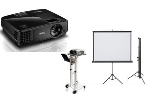 Zestaw mobilny B3: Projektor BenQ MX522p, Ekran na statywie 2x3 Pop mobile 165x122, Stolik pod projektor Master