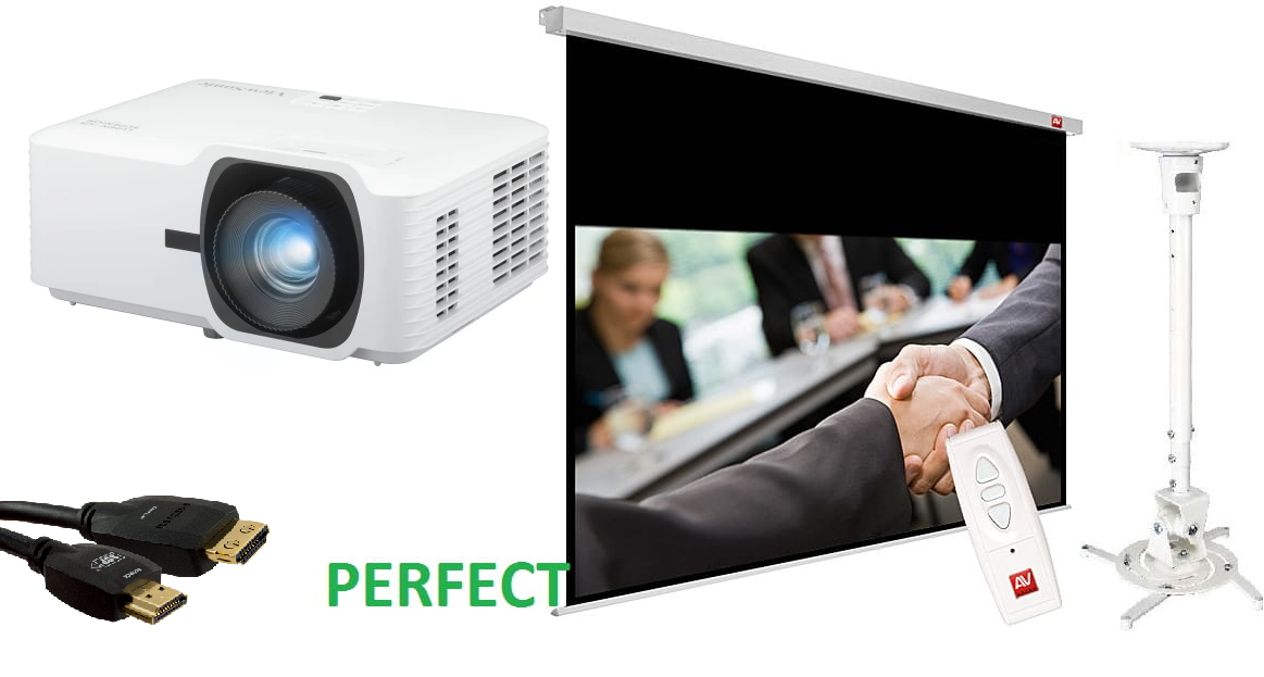 zestaw perfect z projektorem laserowym ls741hd i ekranem elektrycznym